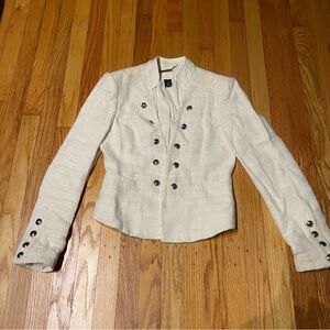 Ornate white double breasted blazer